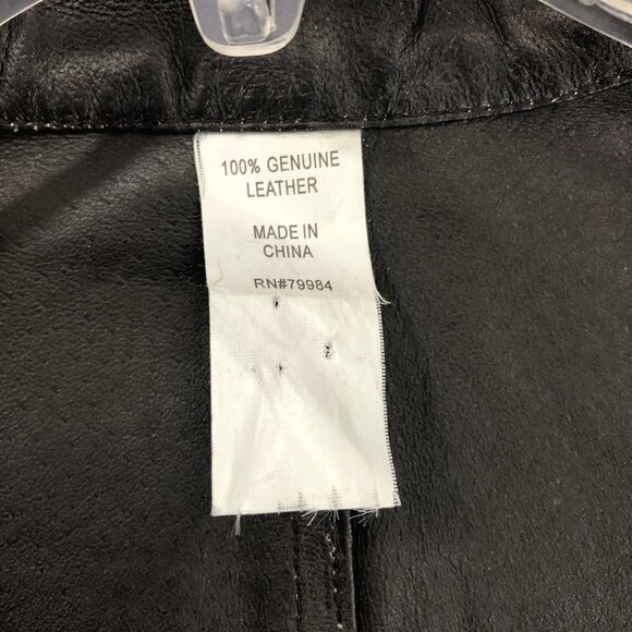 Chico's Gold and Brown Leather Reversible Mob Wife Jacket - Picture 4 of 6